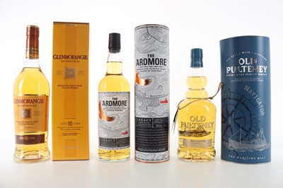 Lot 305 - OLD PULTENEY NAVIGATOR, GLENMORANGIE 10 YEAR OLD AND ARDMORE LEGACY
