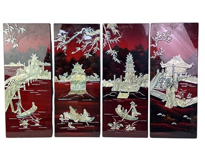Lot 563 - CHINESE LACQUER PANELS
