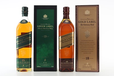 Lot 256 - JOHNNIE WALKER 18 YEAR OLD GOLD LABEL AND 15 YEAR OLD GREEN LABEL