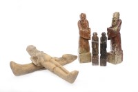 Lot 521 - FOUR 20TH CENTURY CHINESE SOAPSTONE FIGURES...