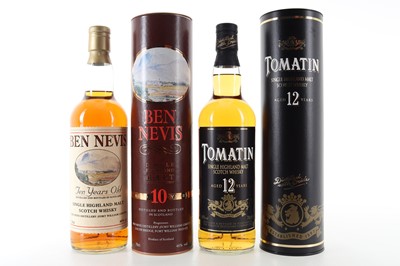 Lot 302 - BEN NEVIS 10 YEAR OLD AND TOMATIN 12 YEAR OLD