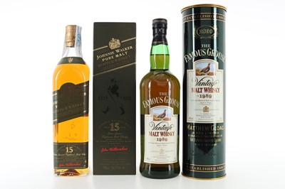Lot 342 - JONNIE WALKER 15 YEAR OLD PURE MALT AND FAMOUS GROUSE 1989 12 YEAR OLD