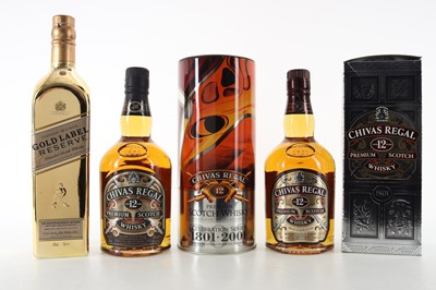 Lot 348 - JOHNNIE WALKER GOLD LABEL RESERVE AND 2 BOTTLES OF CHIVAS REGAL 12 YEAR OLD