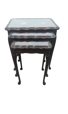 Lot 781 - MAHOGANY NEST OF THREE TABLES