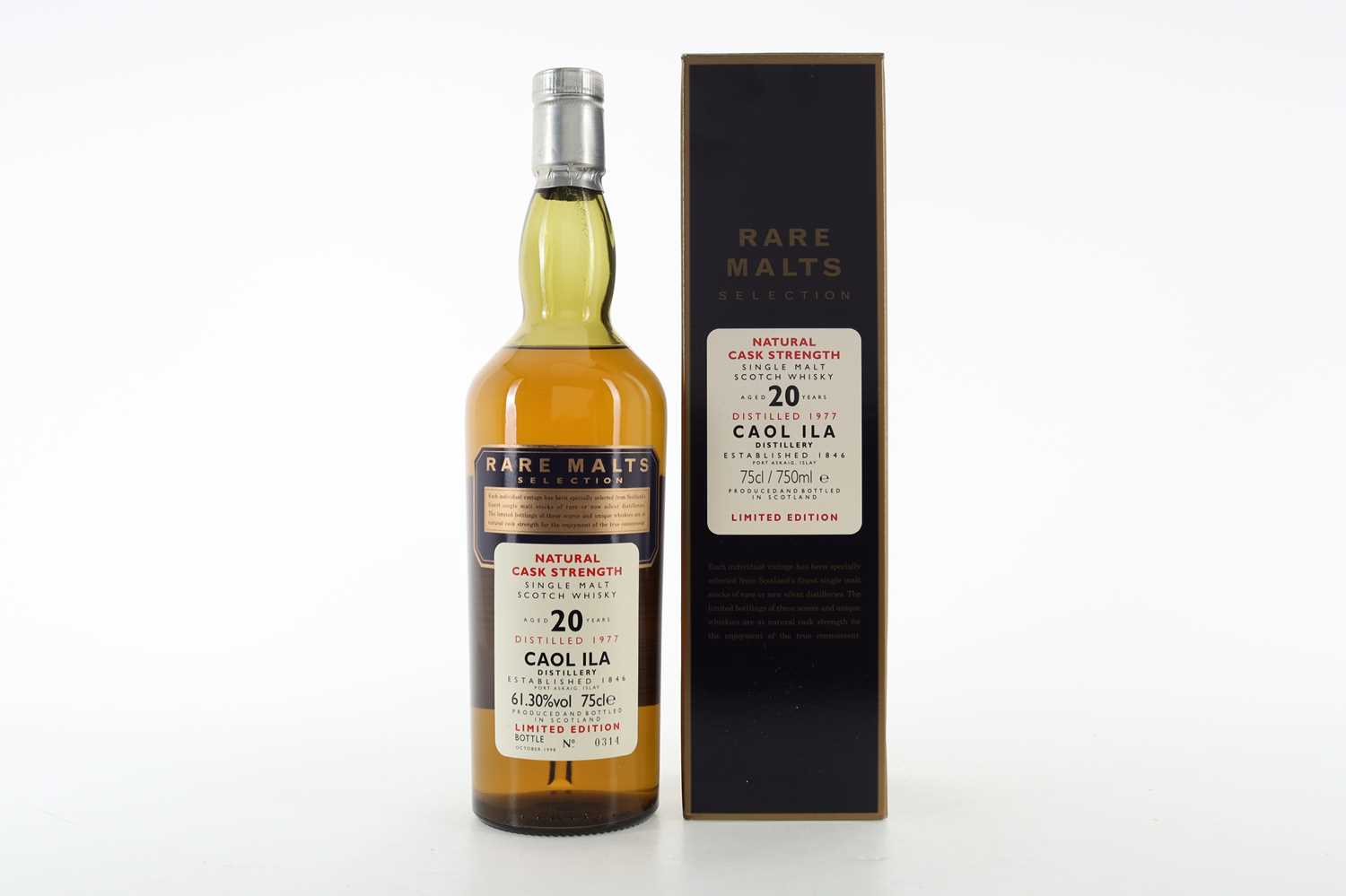 Lot 330 - CAOL ILA 1977 20 YEAR OLD RARE MALTS 75CL