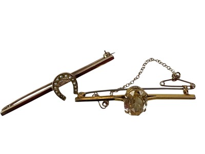 Lot 17 - TWO GOLD BAR BROOCHES