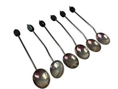 Lot 25 - SET OF SIX GEORGE VI SILVER COFFEE BEAN SPOONS
