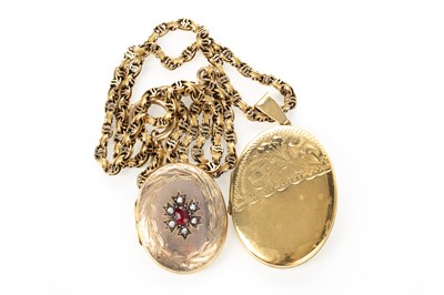 Lot 718 - OVAL LOCKET ON CHAIN AND ANOTHER