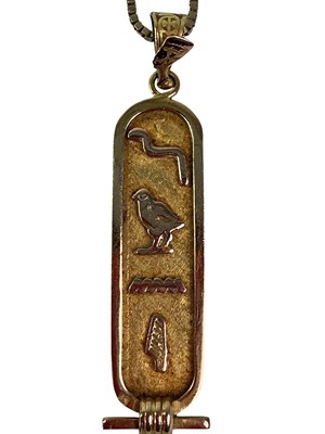 Lot 47 - EGYPTIAN GOLD HIEROGLYPH PENDANT ON CHAIN