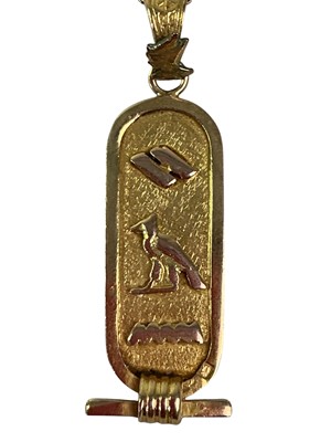 Lot 48 - EGYPTIAN GOLD HIEROGLYPH PENDANT ON CHAIN