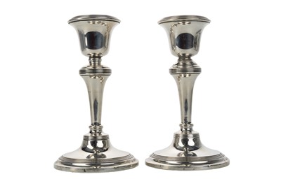 Lot 986 - PAIR OF GEORGE V SILVER CANDLE STICKS