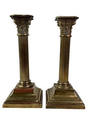 Lot 185 - PAIR OF VICTORIAN BRASS CANDLESTICKS