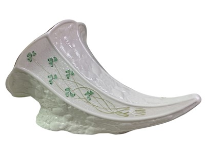Lot 143 - BELLEEK PORCELAIN CORNUCOPIA