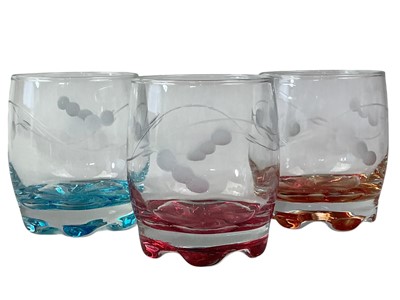 Lot 223 - SET OF SIX HARLEQUIN GLASS TUMBLERS