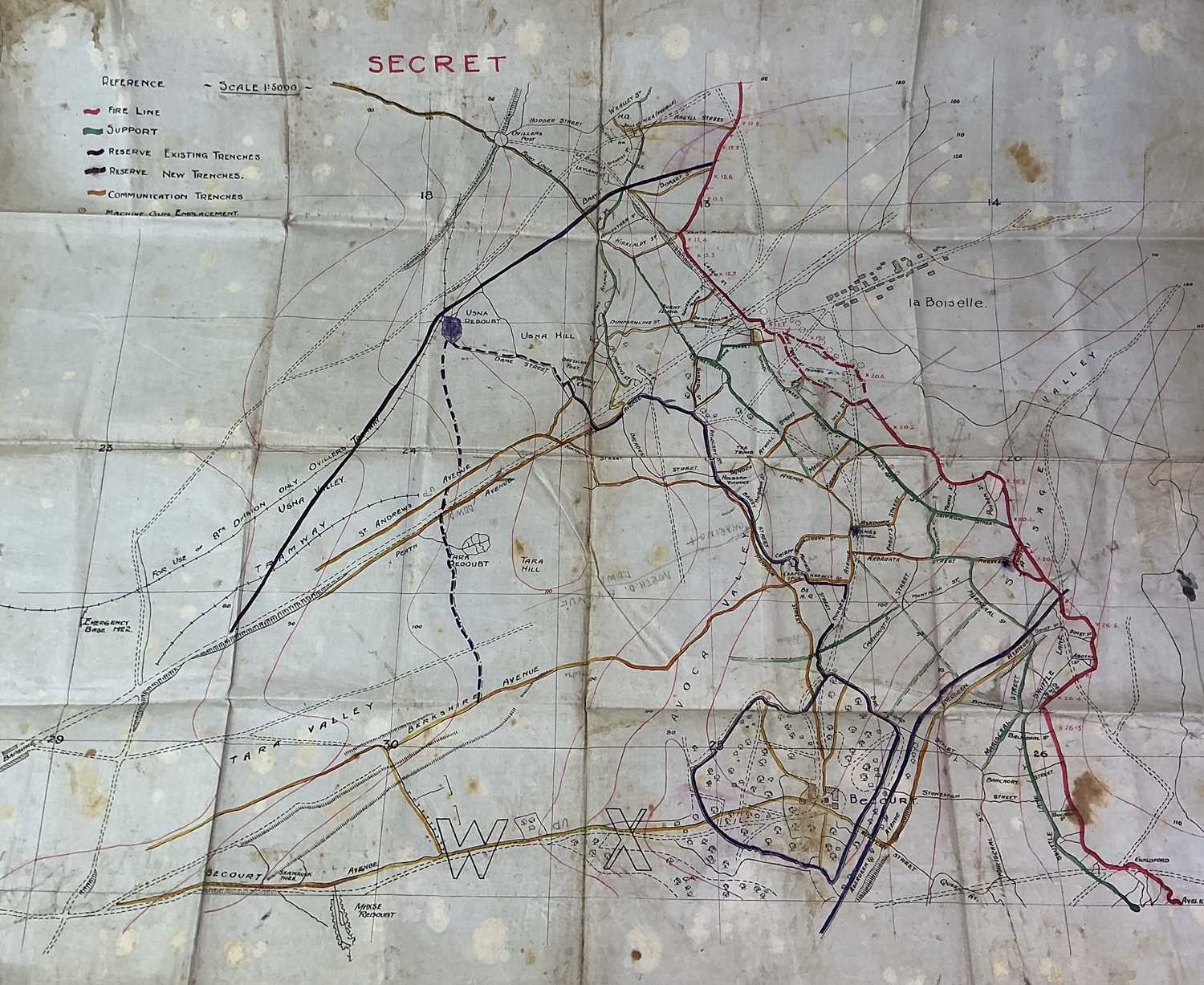 Lot 41 - INTERESTING WWI 'SECRET' TRENCH MAP