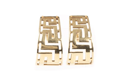 Lot 762 - GREEK KEY DESIGN EARRINGS