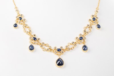 Lot 743 - SAPPHIRE AND DIAMOND NECKLACE