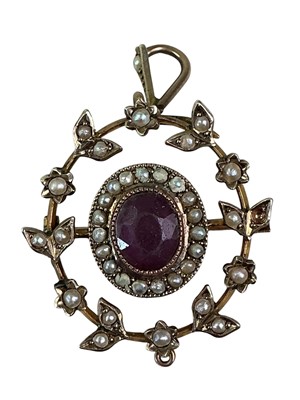 Lot 317 - EDWARDIAN GOLD BROOCH PENDANT