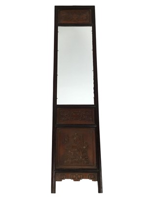 Lot 272 - CHINESE HARDWOOD WALL MIRROR