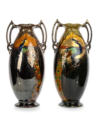 Lot 403 - THOMAS FORRESTER & SONS, PAIR OF 'PHOENIX WARE' VASES