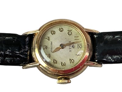 Lot 373 - LADY'S ROLEX PRECISION NINE CARAT GOLD WRIST WATCH