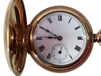Lot 374 - LADY WALTHAM ROLLED GOLD HUNTER POCKET WATCH