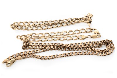 Lot 769 - TWO GOLD BRACELETS AND A CHAIN