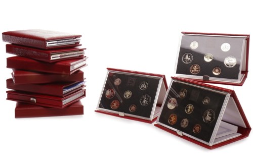 Lot 539 - TEN UK PROOF COINAGE SETS including Deluxe...