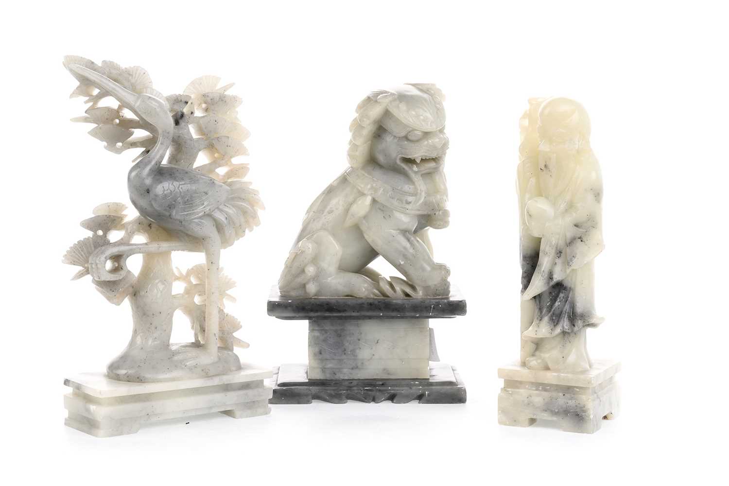 Lot 1398 - GROUP OF THREE CHINESE SOAPSTONE FIGURES