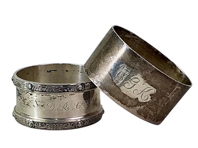 Lot 675 - TWO SILVER NAPKIN RINGS