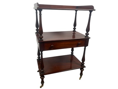 Lot 1282 - VICTORIAN MAHOGANY THREE TIER WHATNOT
