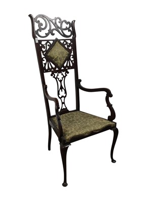 Lot 1284 - VICTORIAN MAHOGANY OPEN ELBOW CHAIR