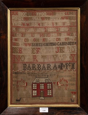Lot 1289 - WILLIAM IV ALPHABETICAL AND PICTORIAL NEEDLEWORK SAMPLER