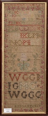 Lot 1292 - VICTORIAN ALPHABETICAL NEEDLEWORK SAMPLER