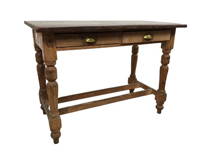 Lot 627 - EDWARDIAN PINE KITCHEN TABLE