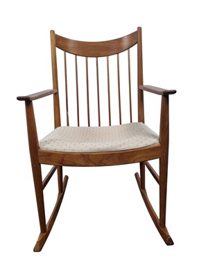 Lot 427 - ARNE VODDER (1926 - 2009) FOR SIBAST OF DENMARK, TEAK ROCKING CHAIR