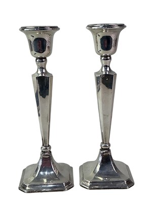 Lot 543 - PAIR OF GEORGE V SILVER CANDLESTICKS