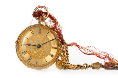 Lot 803 - EIGHHTEEN CARAT GOLD OPEN FACE POCKET WATCH