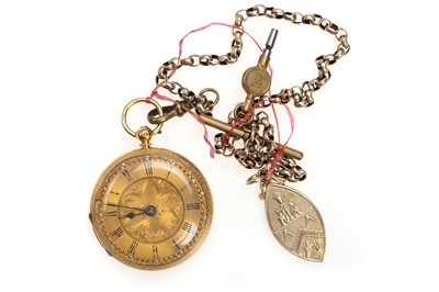 Lot 804 - EIGHTEEN CARAT GOLD OPEN FACE POCKET WATCH