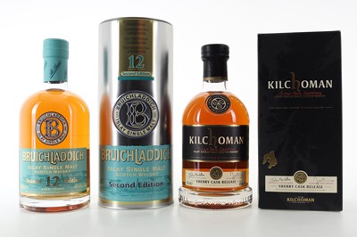 Lot 373 - BRUICHLADDICH 12 YEAR OLD SECOND EDITION AND KILCHOMAN SHERRY CASK RELEASE