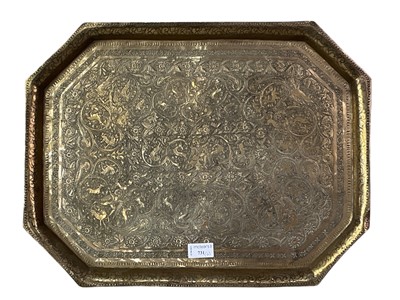 Lot 731 - INDIAN BRASS OBLONG TEA TRAY