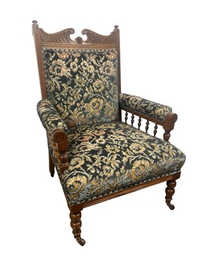 Lot 1317 - PAIR OF EDWARDIAN OAK FRAMED CHAIRS