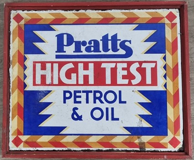 Lot 1302 - VINTAGE PRATTS DOUBLE SIDED ENAMEL ADVERTISING SIGN