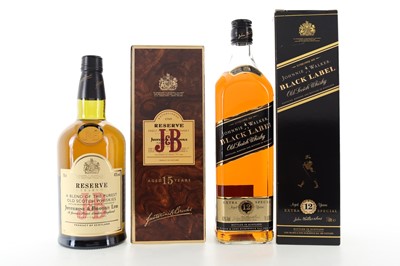 Lot 331 - JOHNNIE WALKER 12 YEAR OLD BLACK LABEL 1L AND J&B 15 YEAR OLD RESERVE 75CL