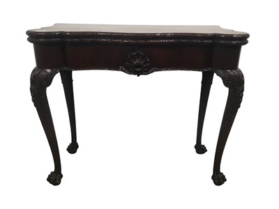 Lot 1312 - GEORGE III MAHOGANY TURNOVER CARD TABLE