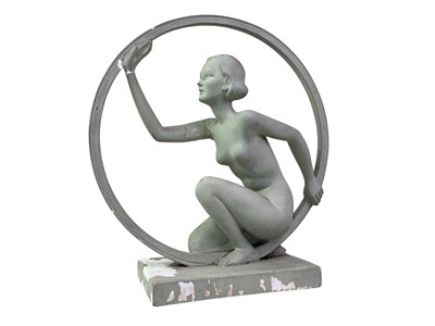 Lot 245 - REPRODUCTION ART DECO 'GIRL IN A HOOP' FIGURE