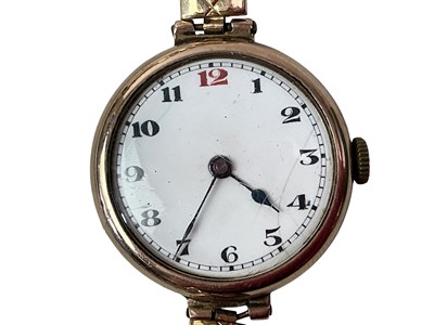 Lot 233 - NINE CARAT GOLD CASED MANUAL WIND WRIST WATCH