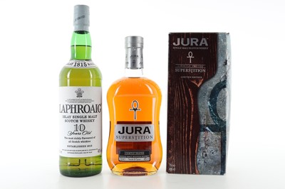Lot 449 - LAPHROAIG 10 YEAR OLD AND JURA SUPERSTITION