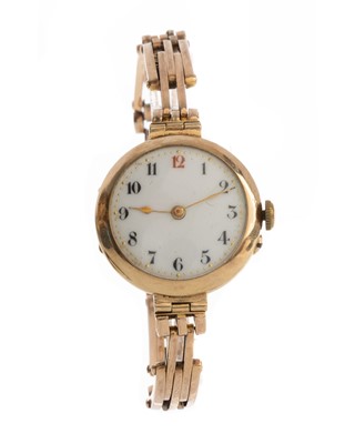 Lot 807 - NINE CARAT GOLD CASED MANUAL WIND WRIST WATCH