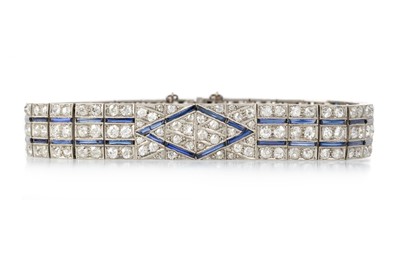 Lot 418 - ART DECO SAPPHIRE AND DIAMOND BRACELET